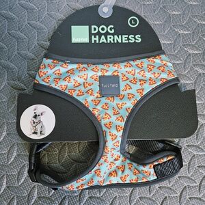 Pizza Print Dog Harness - Blue and Red